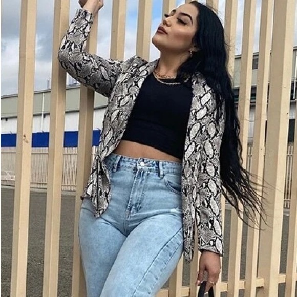 Jackets & Blazers - animal print snake print jacket long sleeve coat blazer